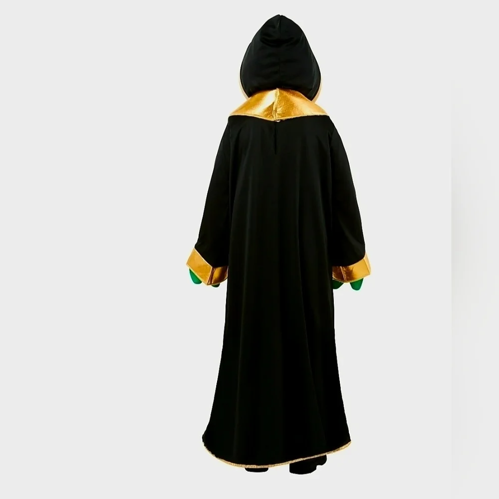 New Alien Halloween Costume, Boys / girls, green, gold, black Robe Mask Gloves